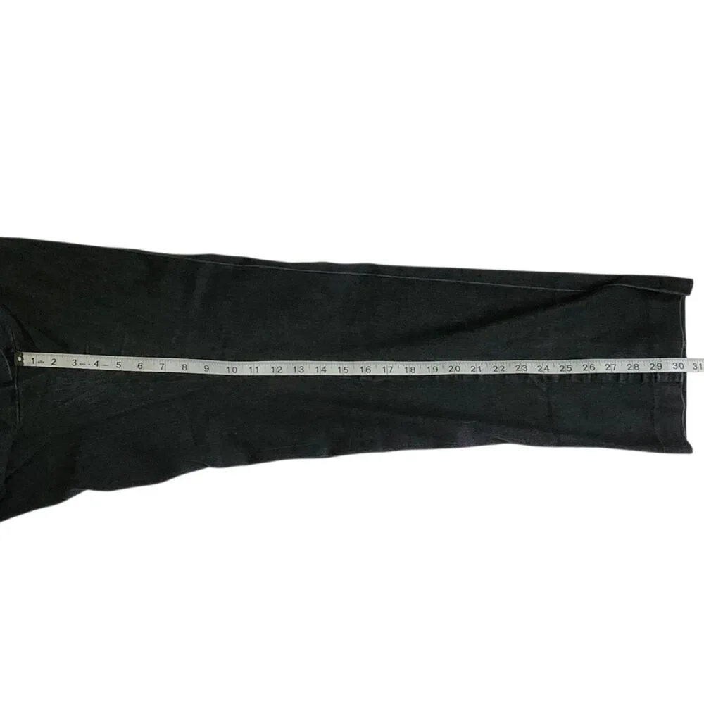 New Directions Black Straight Leg Double Button Flap Pocket Jeans sz 10